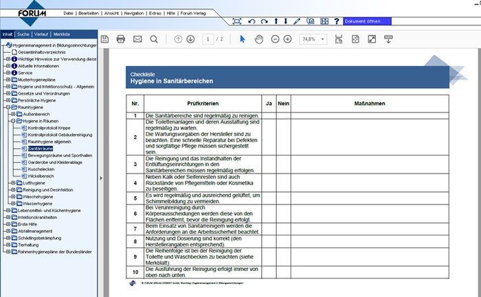 Vorlagen, Unterweisungen und Checklisten
